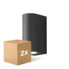 Lot 2x D'Lite Applique Murale Vossem Noir Up & Down| IP54 - Convient Pour 2x GU10